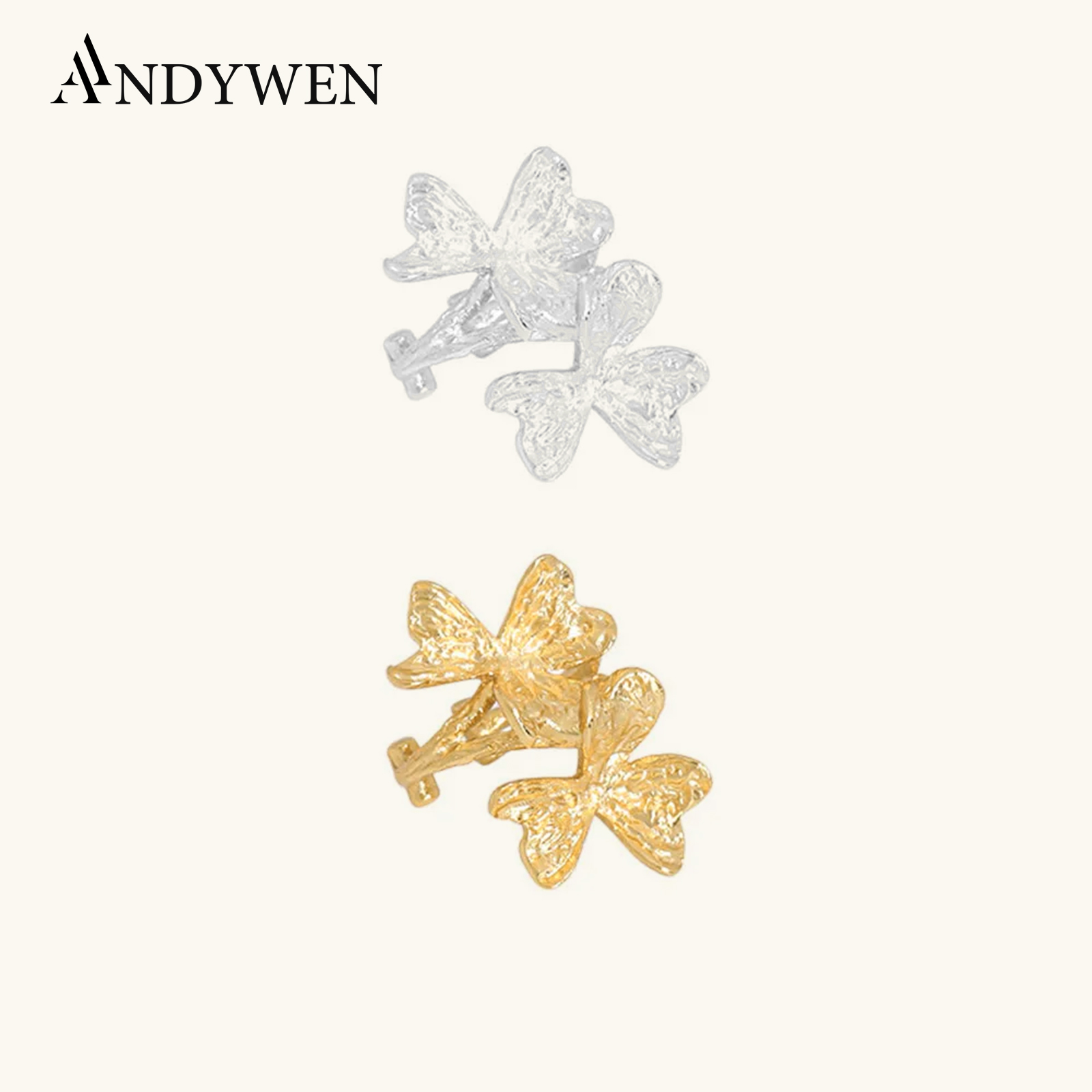 Ear Cuff No Piercing - ANDYWEN Bạc 925 Đồng Bằng Hoa