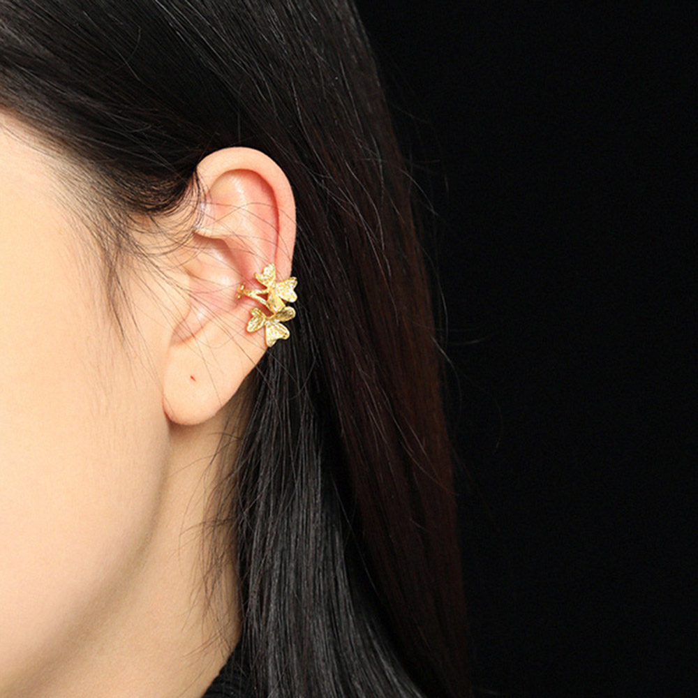 ANDYWEN Bạc 925 Đồng Bằng Hoa  - đánh giá và giá Ear Cuff No Piercing