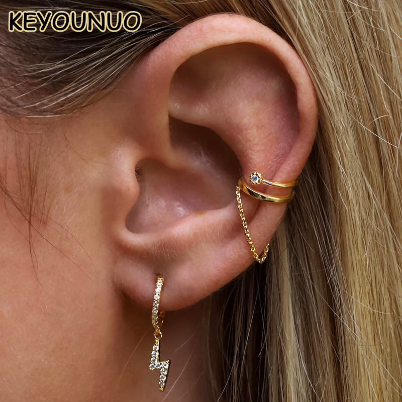 KEYOUNUO Vàng Lấp Đầy Màu Bạc  - đánh giá và giá Ear Cuff No Piercing