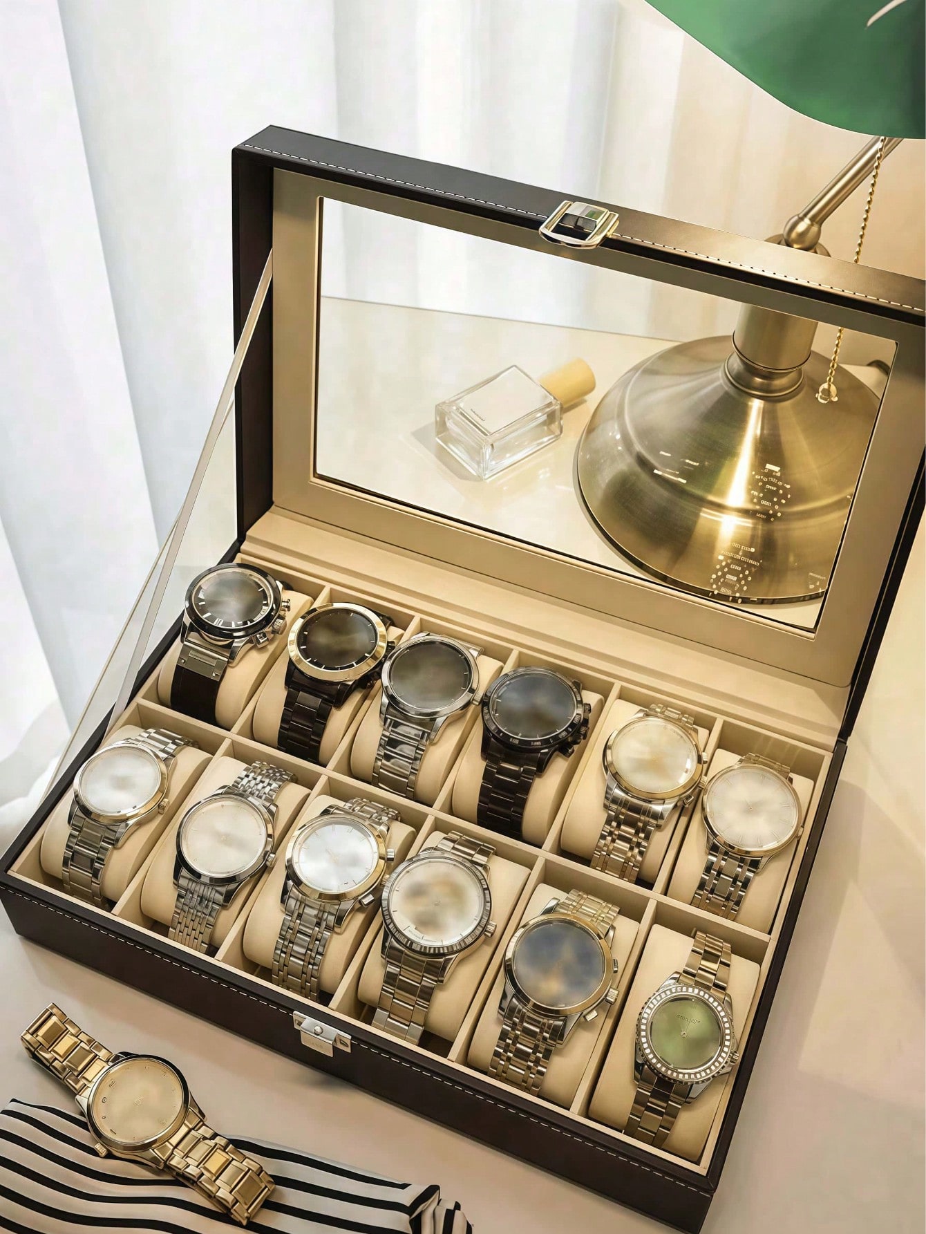 Leather Watch Box with Lock, L - đánh giá và giá Jewelry Watches Women