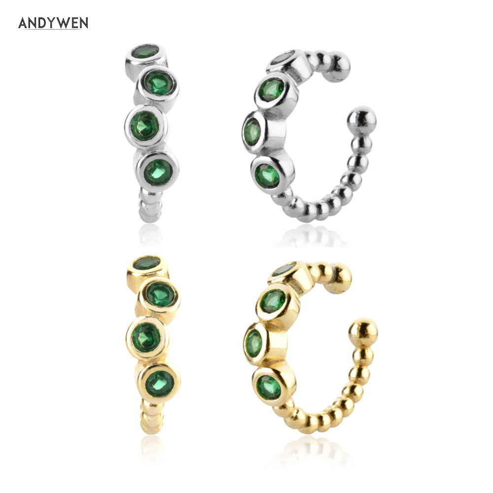 ANDYWEN Bạc 925 Xanh Zircon Tr - đánh giá và giá Ear Cuff No Piercing