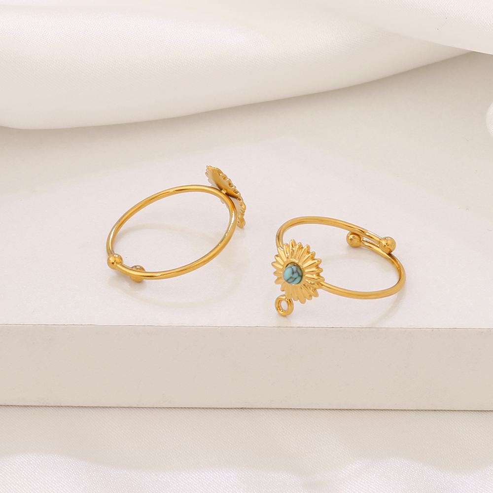 1pcs Stainless Steel Turquoise - đánh giá và giá Gold Plated Ring