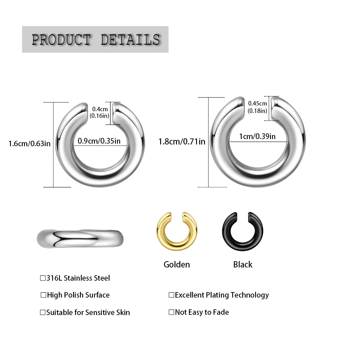 1pc Exaggerated C-Shaped Non-P - đánh giá và giá Ear Cuff No Piercing