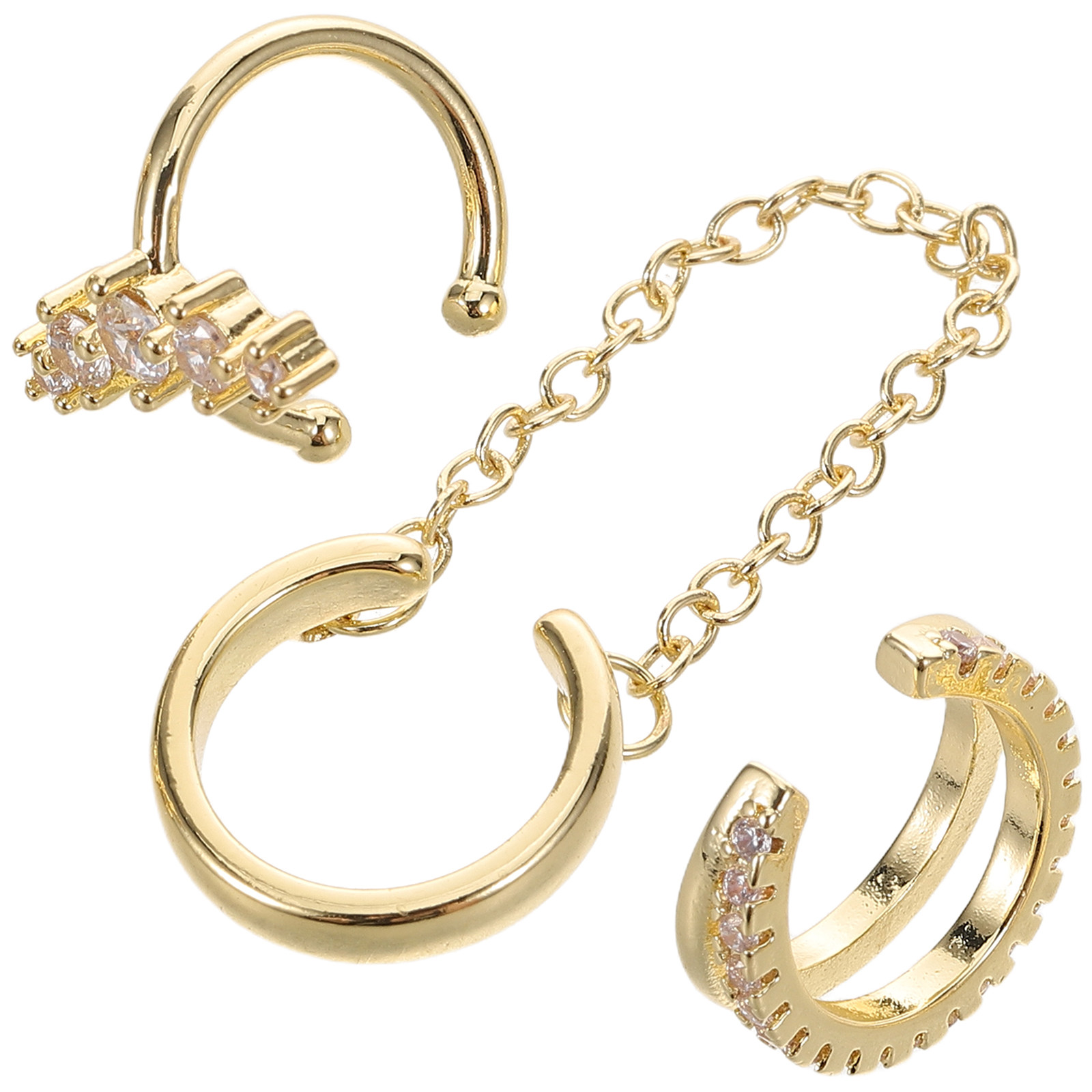 3Pcs Geometric Zirconia Ear Cu - đánh giá và giá Ear Cuff No Piercing