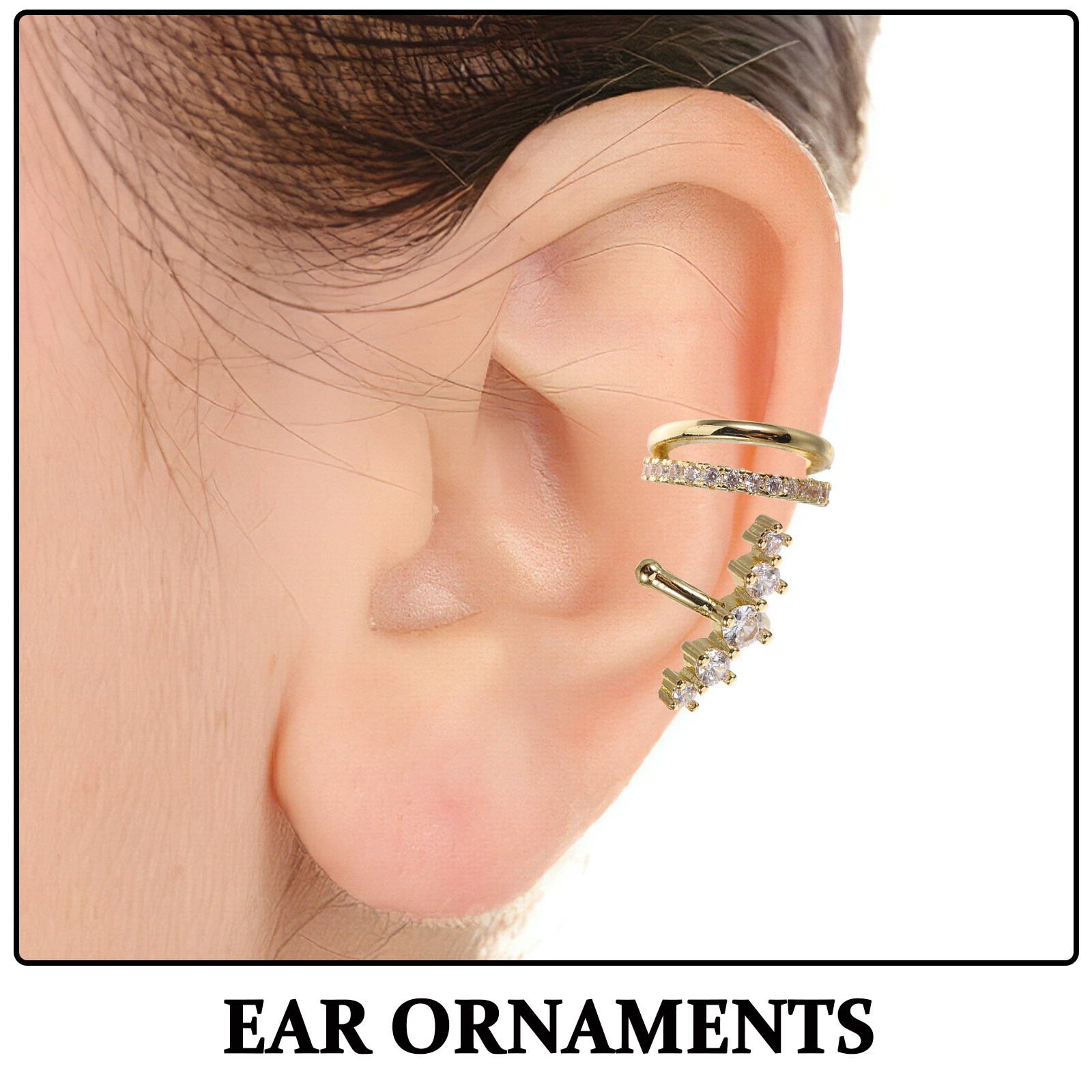 3Pcs Geometric Zirconia Ear Cu - đánh giá và giá Ear Cuff No Piercing